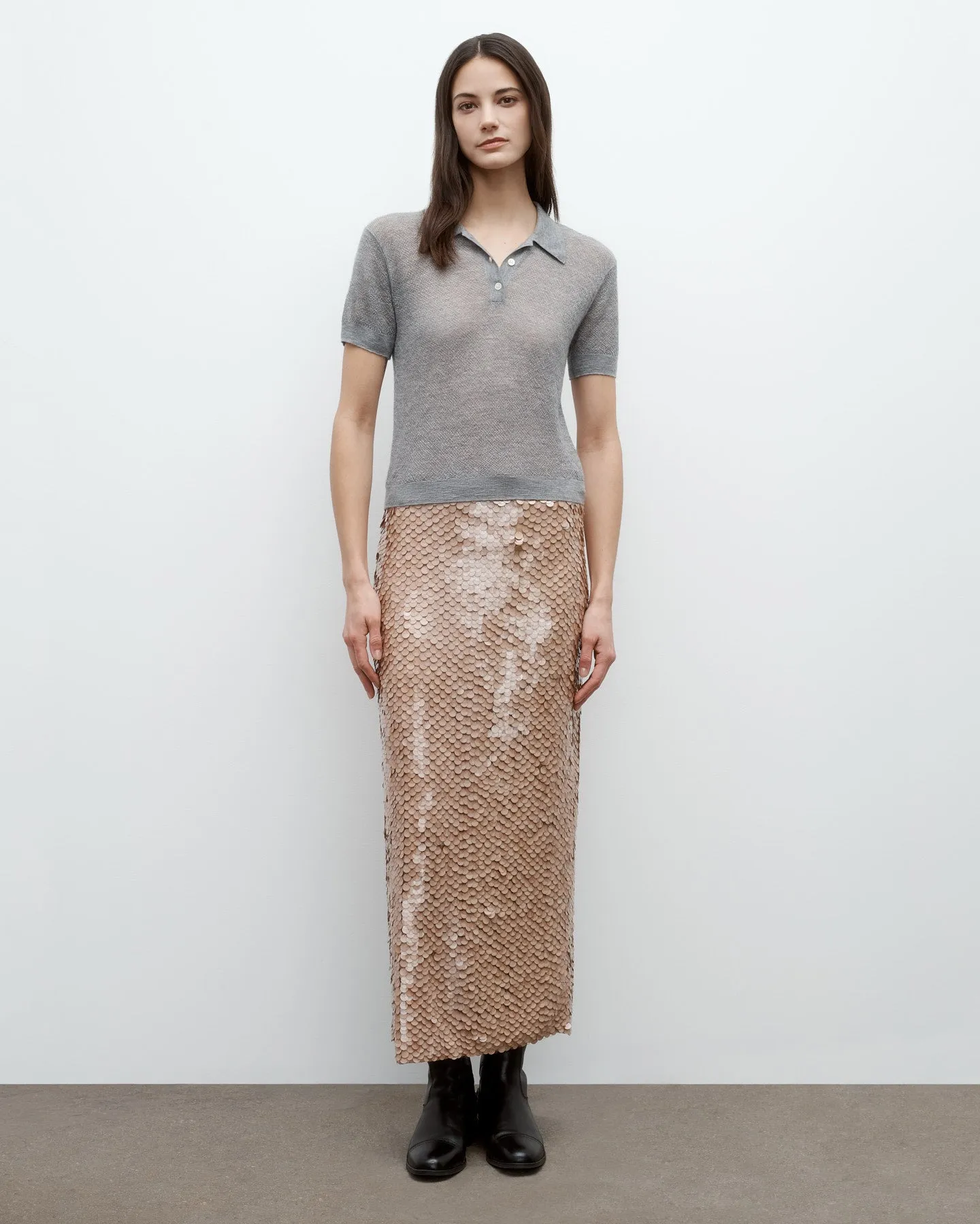 Gwyneth Skirt in Paillettes on Mesh sold by TWP CLOTHING