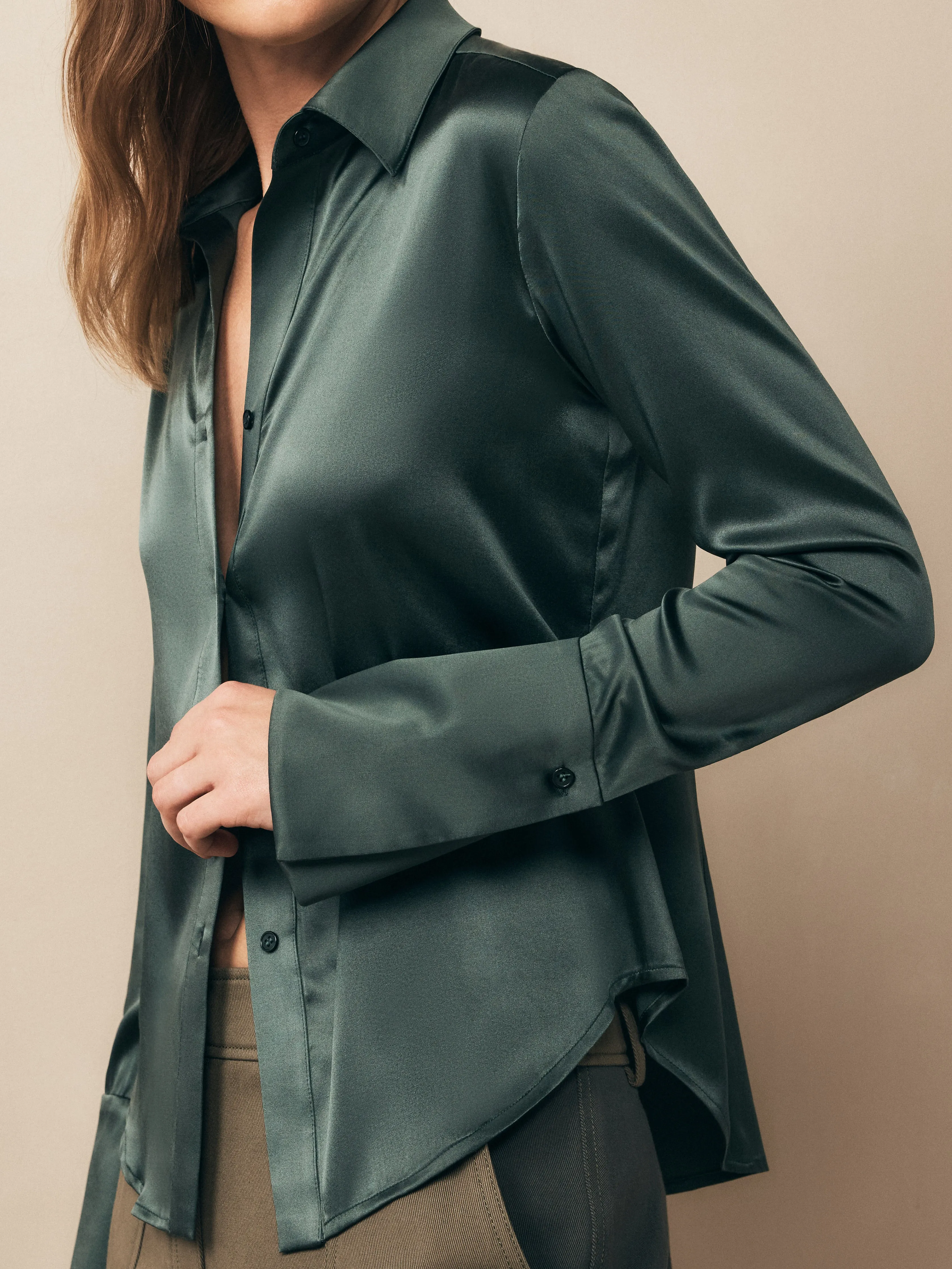 Bessette Top in Stretch Silk Charmeuse sold by TWP CLOTHING product image thumbnail 3