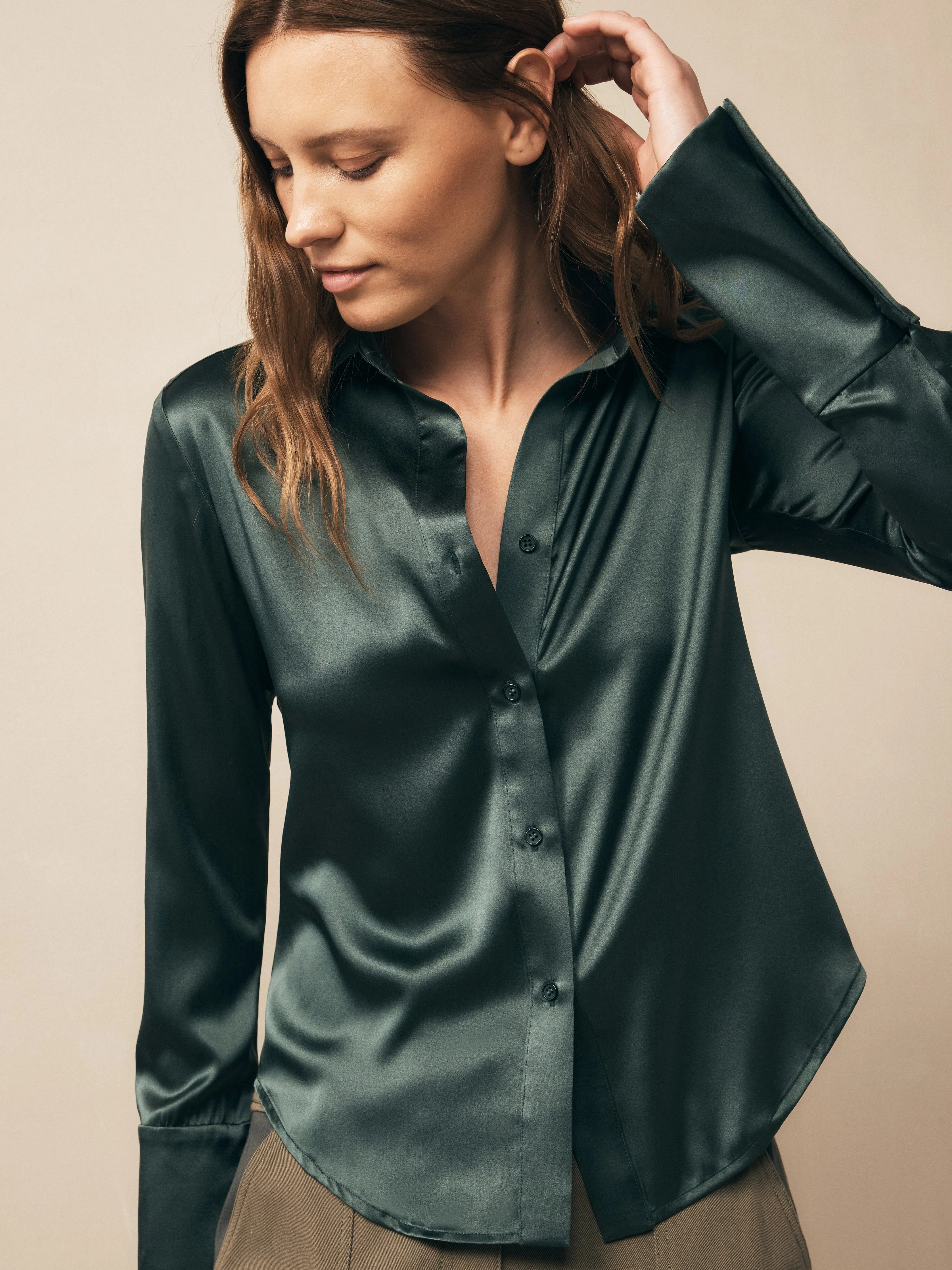 Bessette Top in Stretch Silk Charmeuse sold by TWP CLOTHING