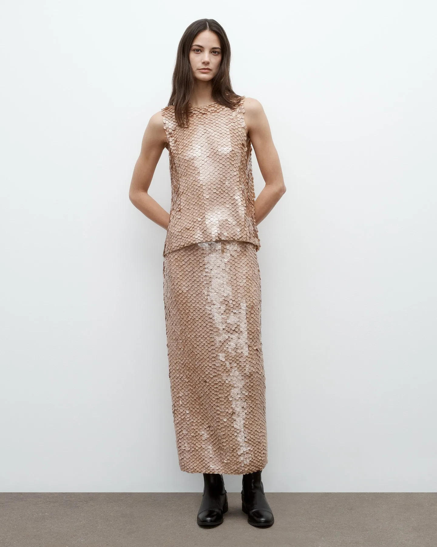 Shell Top with Pailettes on Mesh sold by TWP CLOTHING product image thumbnail 2