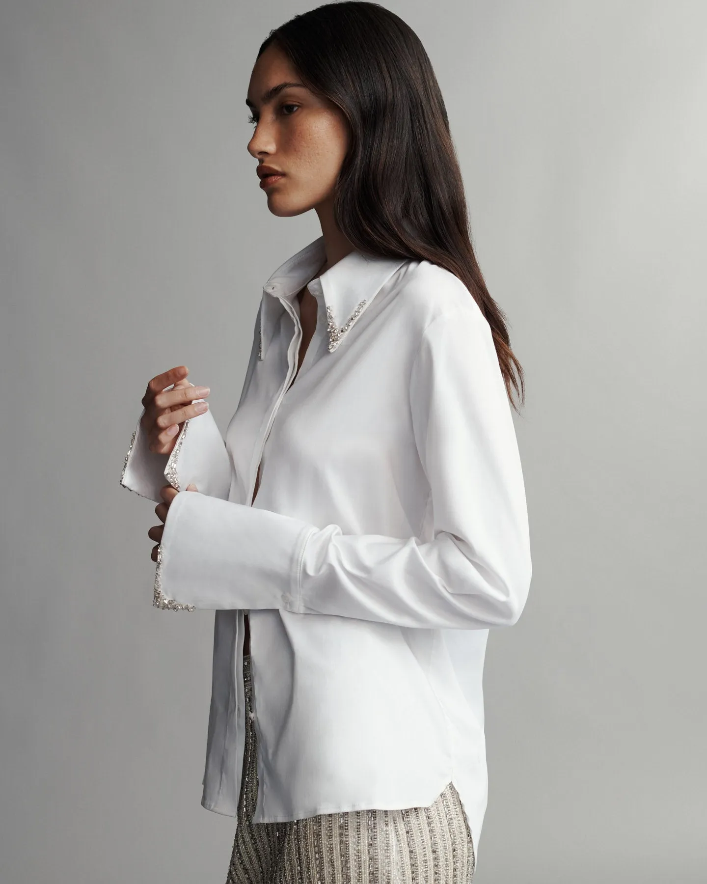 Object Of Affection Top With Crystal Collar And Cuff in Stretch Satin Cotton sold by TWP CLOTHING product image thumbnail 2