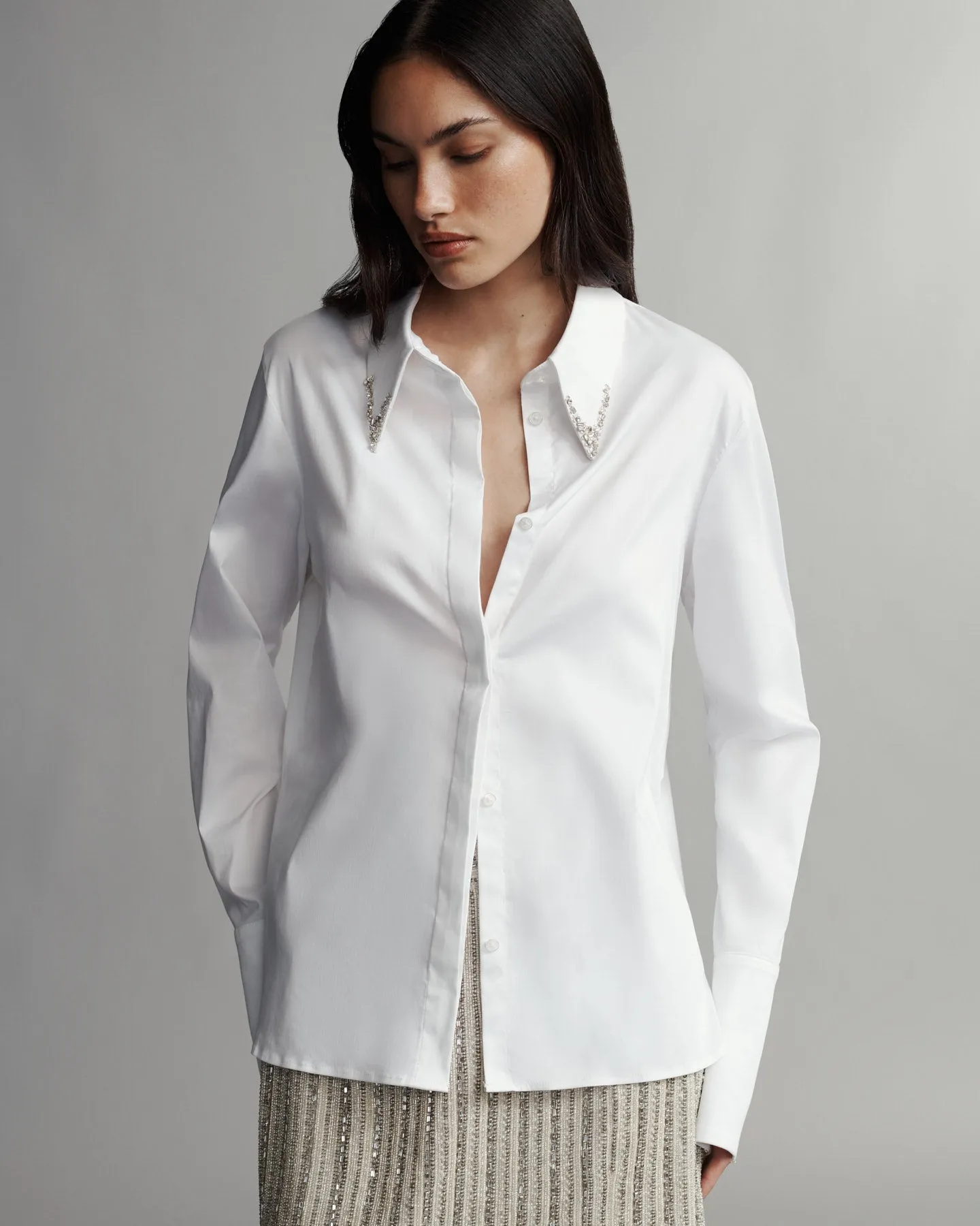 Object Of Affection Top With Crystal Collar And Cuff in Stretch Satin Cotton sold by TWP CLOTHING product image thumbnail 4