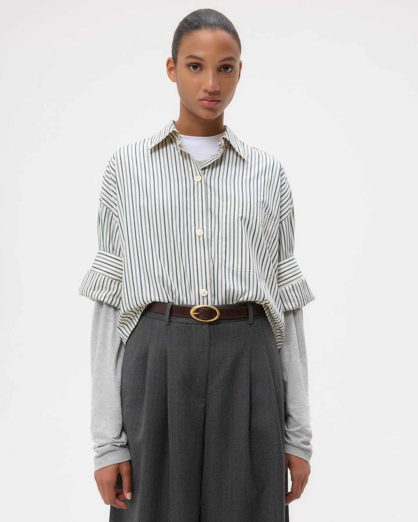 Next Ex Shirt in Dancing Striped Cotton Shirting sold by TWP CLOTHING