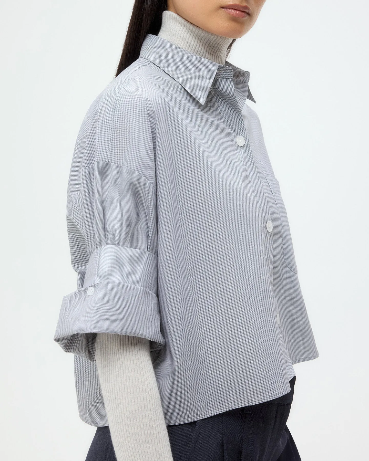 Next Ex Shirt in Micro Windowpane Check Cotton sold by TWP CLOTHING product image thumbnail 2