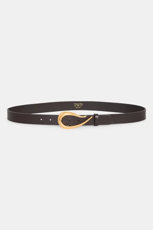 Medium Belt with Snake Buckle in Leather sold by TWP CLOTHING