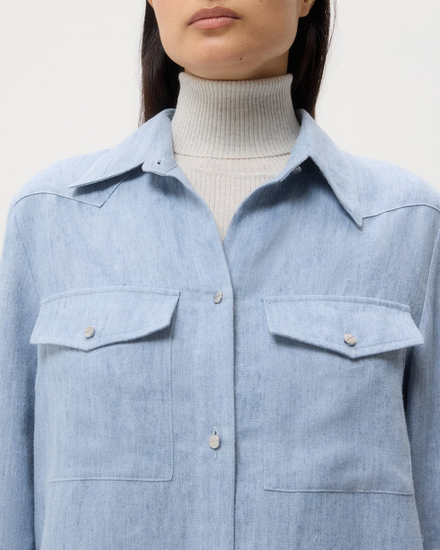 New Carter Shirt in Lightweight Washed Hemp Denim sold by TWP CLOTHING product image thumbnail 2