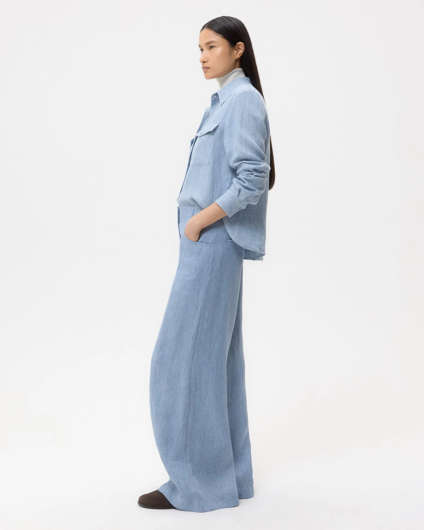 New Carter Shirt in Lightweight Washed Hemp Denim sold by TWP CLOTHING product image thumbnail 4