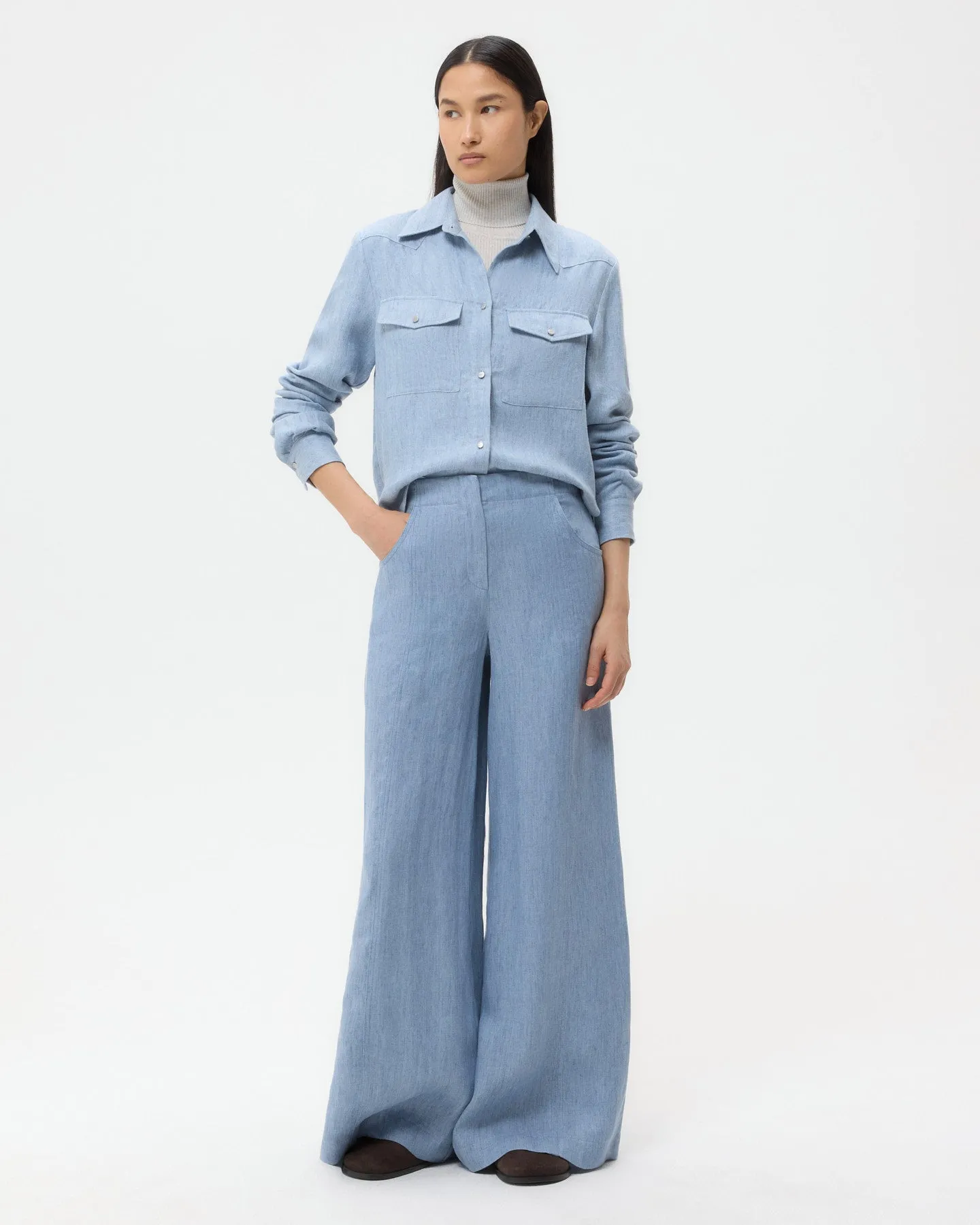 New Carter Shirt in Lightweight Washed Hemp Denim sold by TWP CLOTHING product image thumbnail 3