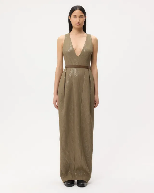 Used to Love Me A Lot Dress in Chiffon Encased Paillettes sold by TWP CLOTHING