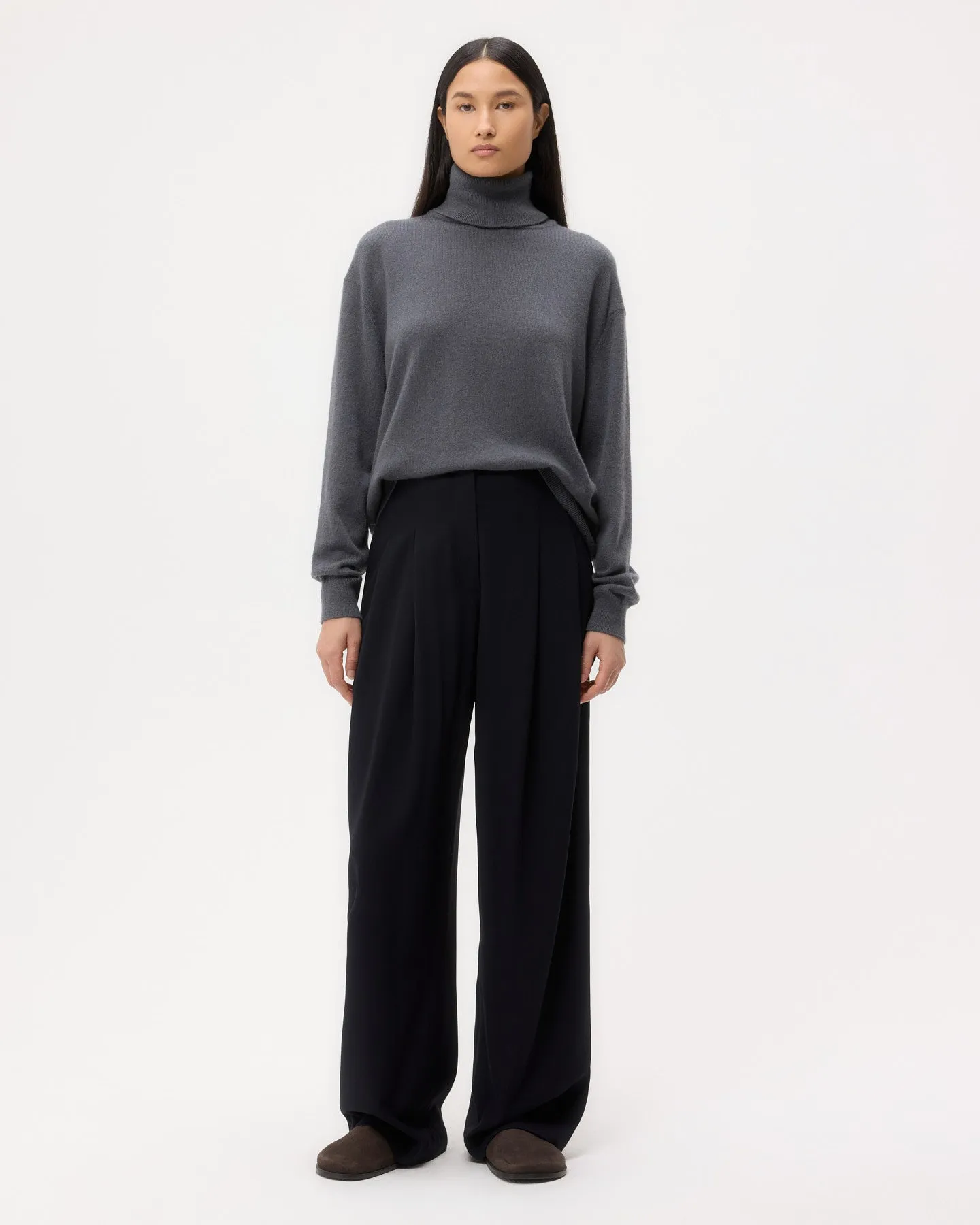 Easy T Neck Sweater in Cashmere sold by TWP CLOTHING