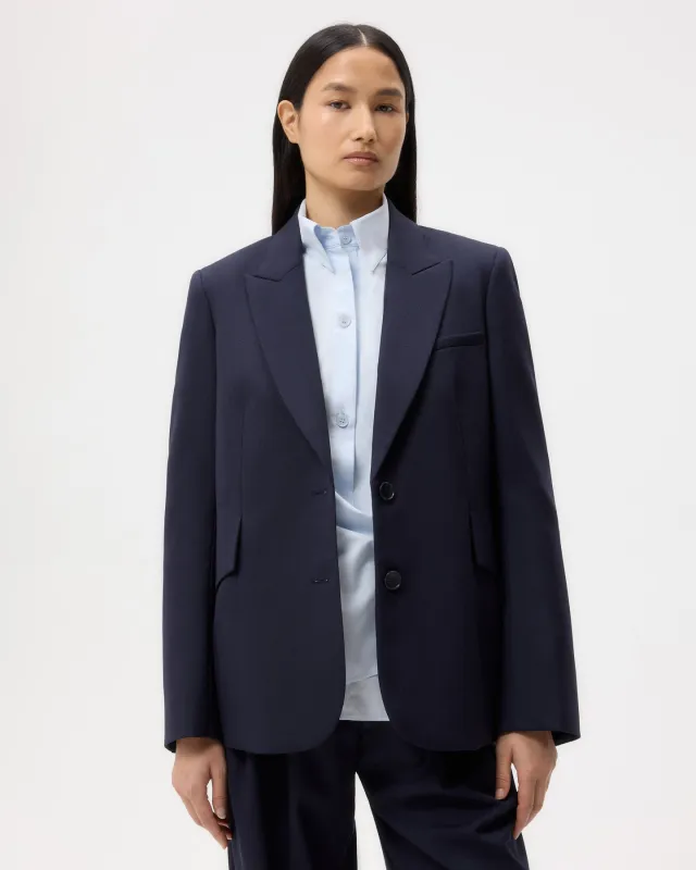 Perfect Boyfriend Blazer in Micro Herringbone Suiting sold by TWP CLOTHING