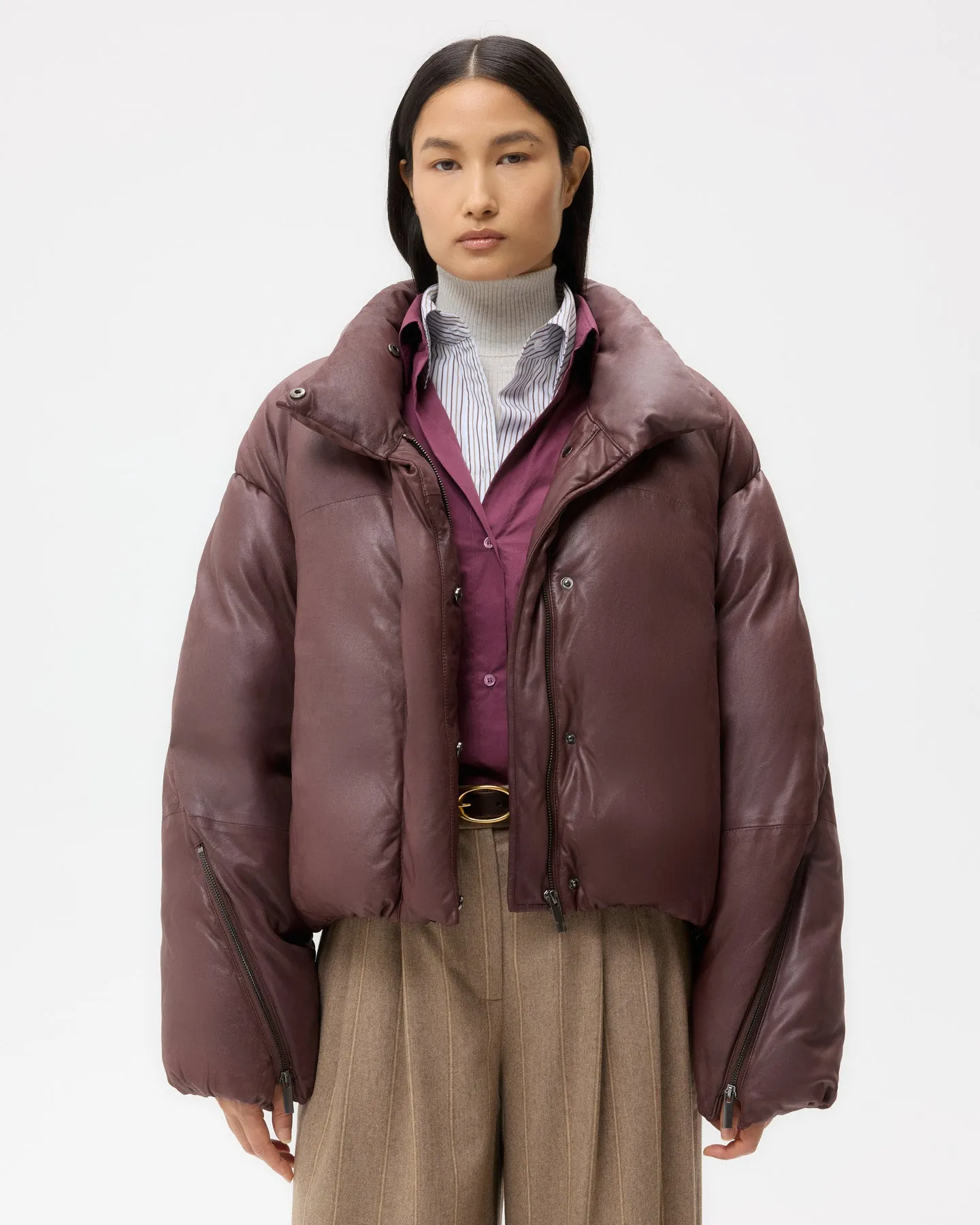 Puffer Raglan Jacket in Leather sold by TWP CLOTHING product image thumbnail 2