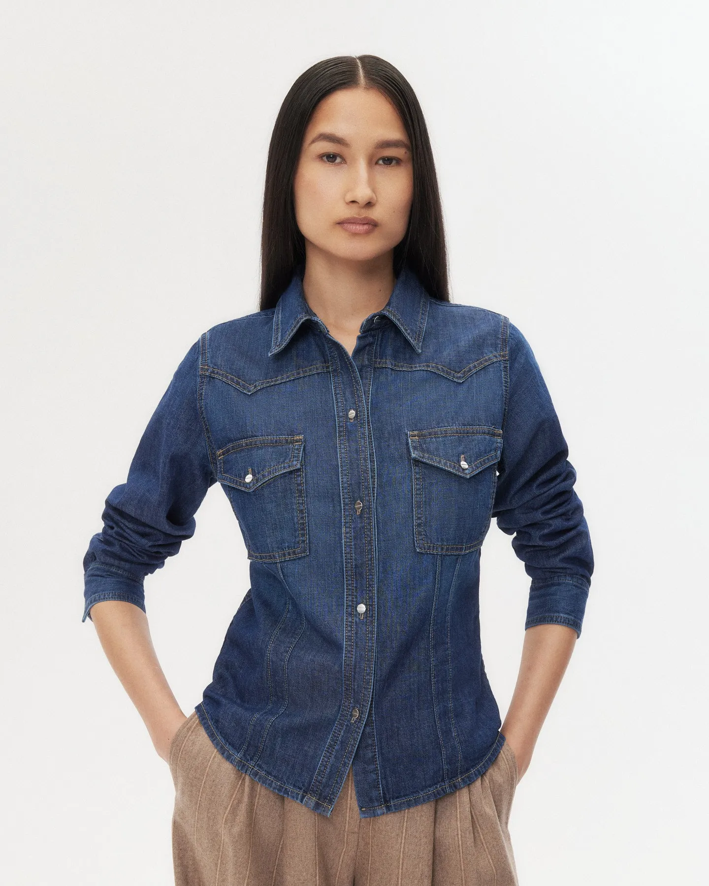 Mustang Sally Shirt in Denim Shirting sold by TWP CLOTHING