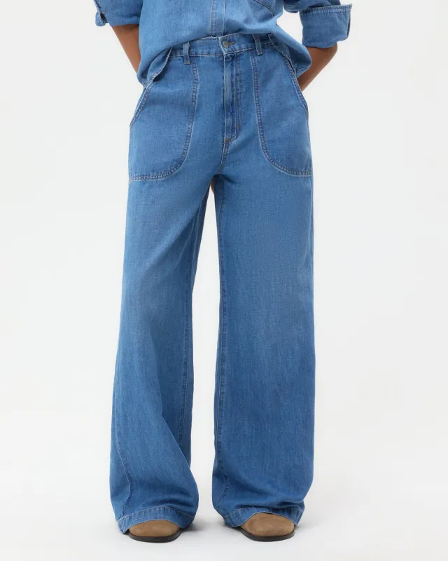 Mecox Beach Pant in Linen Cotton Denim sold by TWP CLOTHING