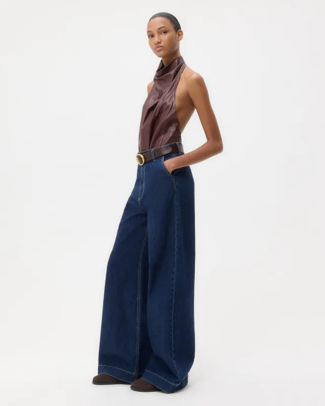 Friday Night Top in Paper Leather made by TWP CLOTHING