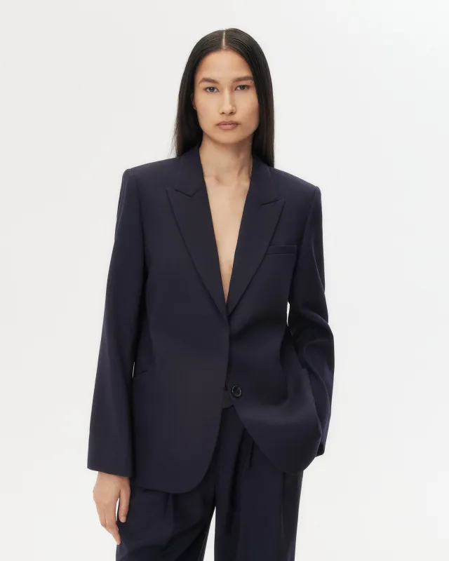 Perfect Boyfriend Blazer in Micro Herringbone Suiting sold by TWP CLOTHING