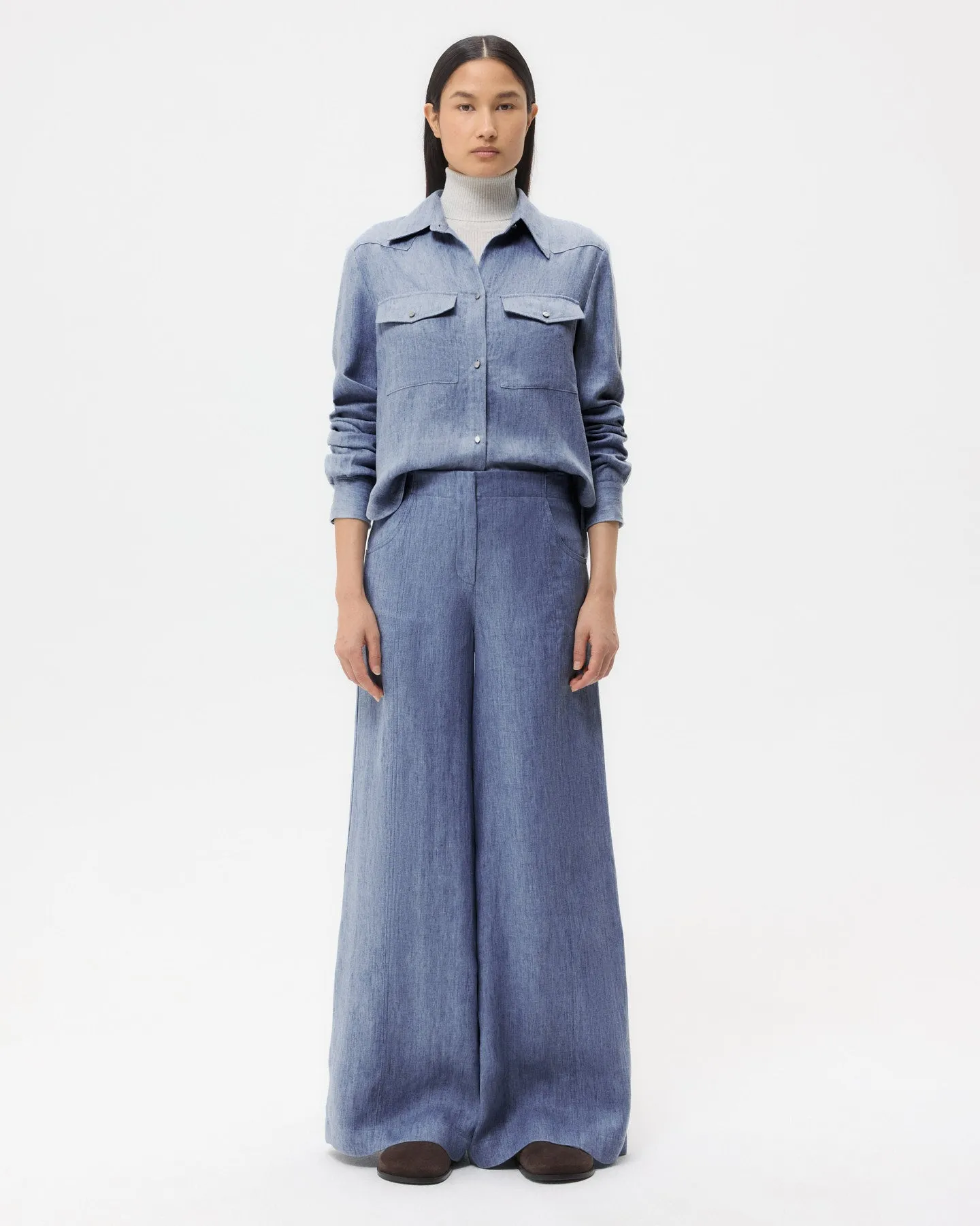 Rancher's Daughter Shirt in Lightweight Washed Hemp Denim sold by TWP CLOTHING product image thumbnail 3