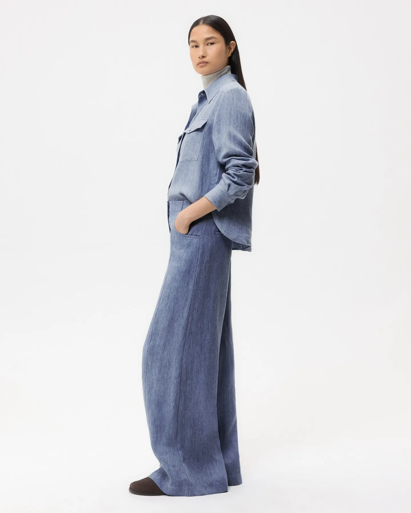 Rancher's Daughter Shirt in Lightweight Washed Hemp Denim sold by TWP CLOTHING product image thumbnail 2