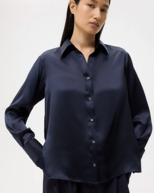 Joey Shirt in Silk Charmeuse sold by TWP CLOTHING