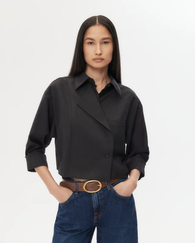 Next Chapter Shirt in Micro Herringbone Suiting sold by TWP CLOTHING