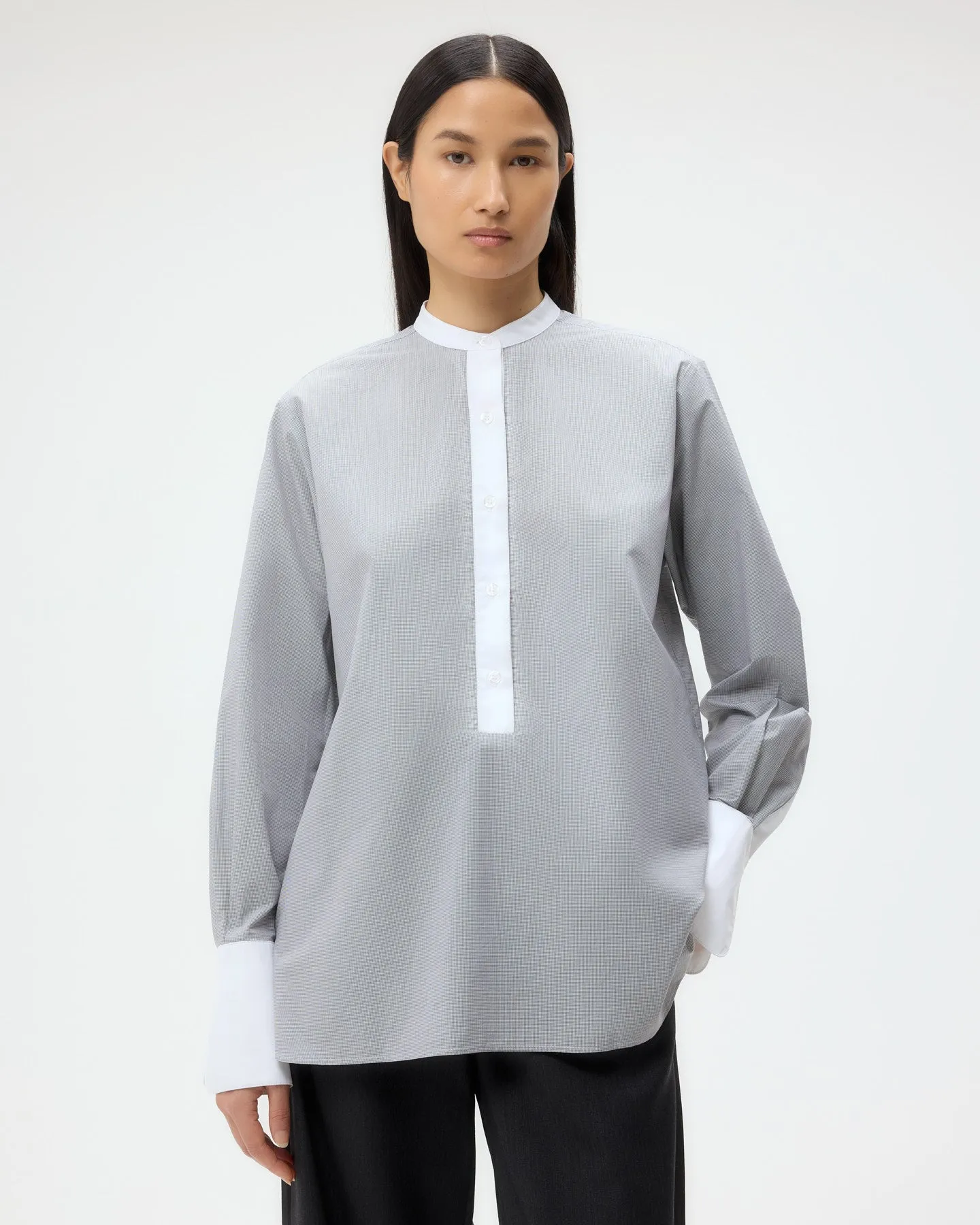 Simple Man Shirt in Micro Windowpane Check Cotton sold by TWP CLOTHING product image thumbnail 2