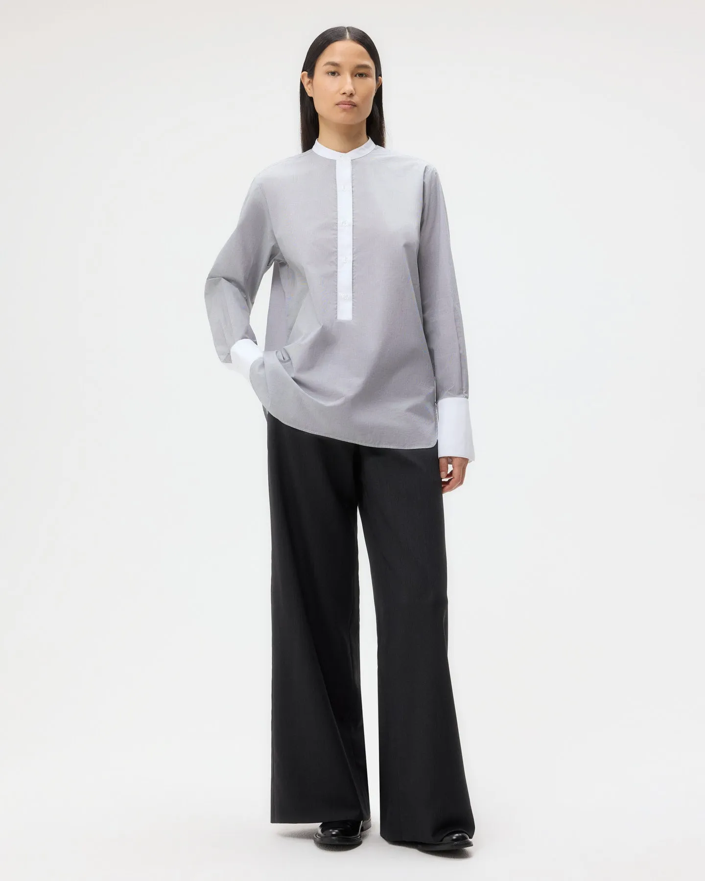 Simple Man Shirt in Micro Windowpane Check Cotton sold by TWP CLOTHING