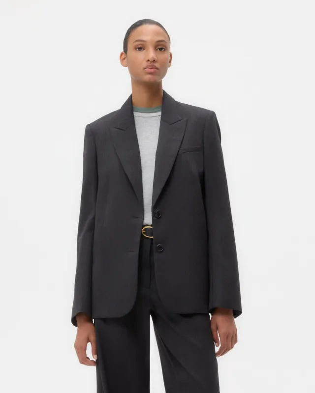 Perfect Boyfriend Blazer in Micro Herringbone Wool Suiting sold by TWP CLOTHING
