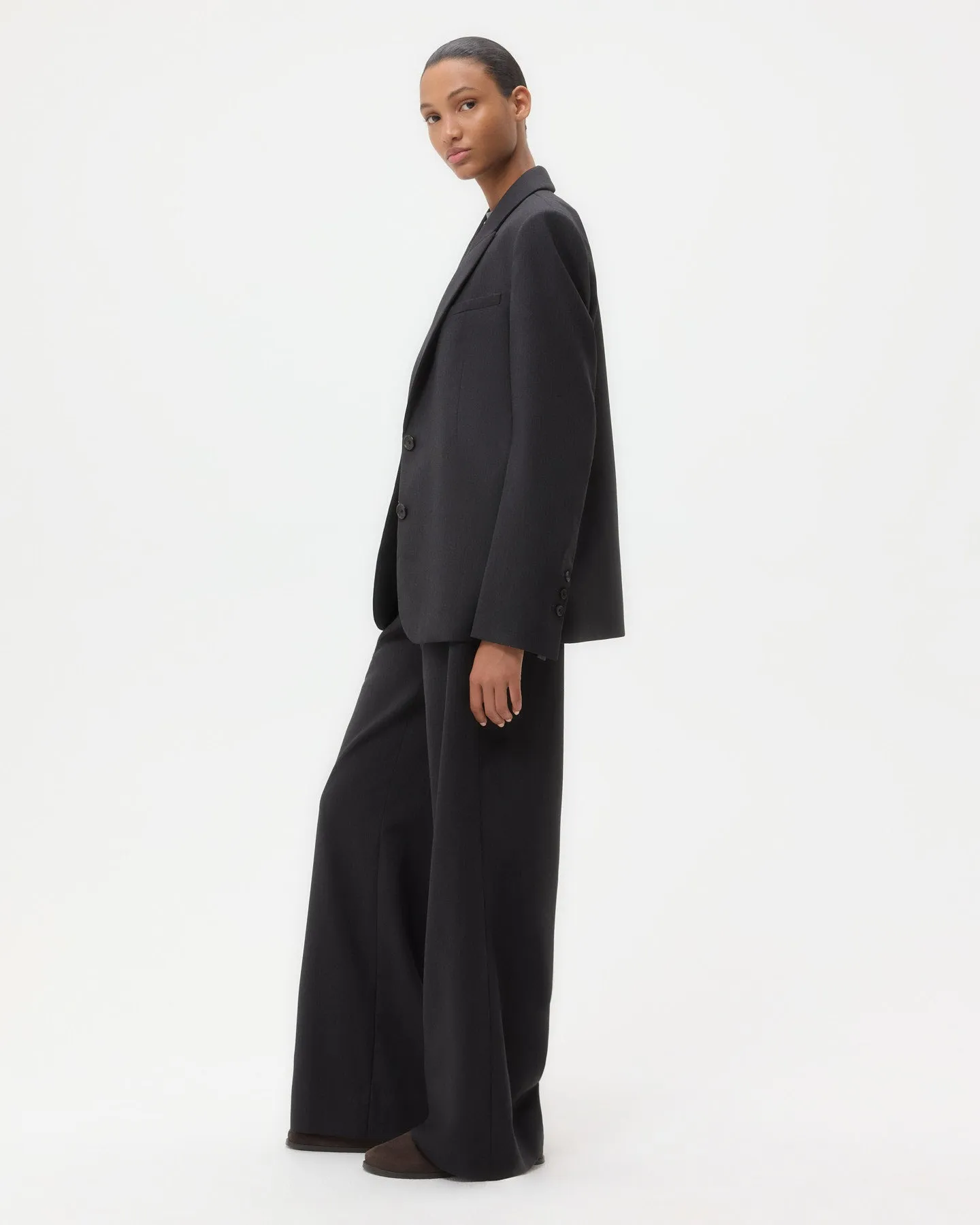 Perfect Boyfriend Blazer in Micro Herringbone Wool Suiting sold by TWP CLOTHING product image thumbnail 4