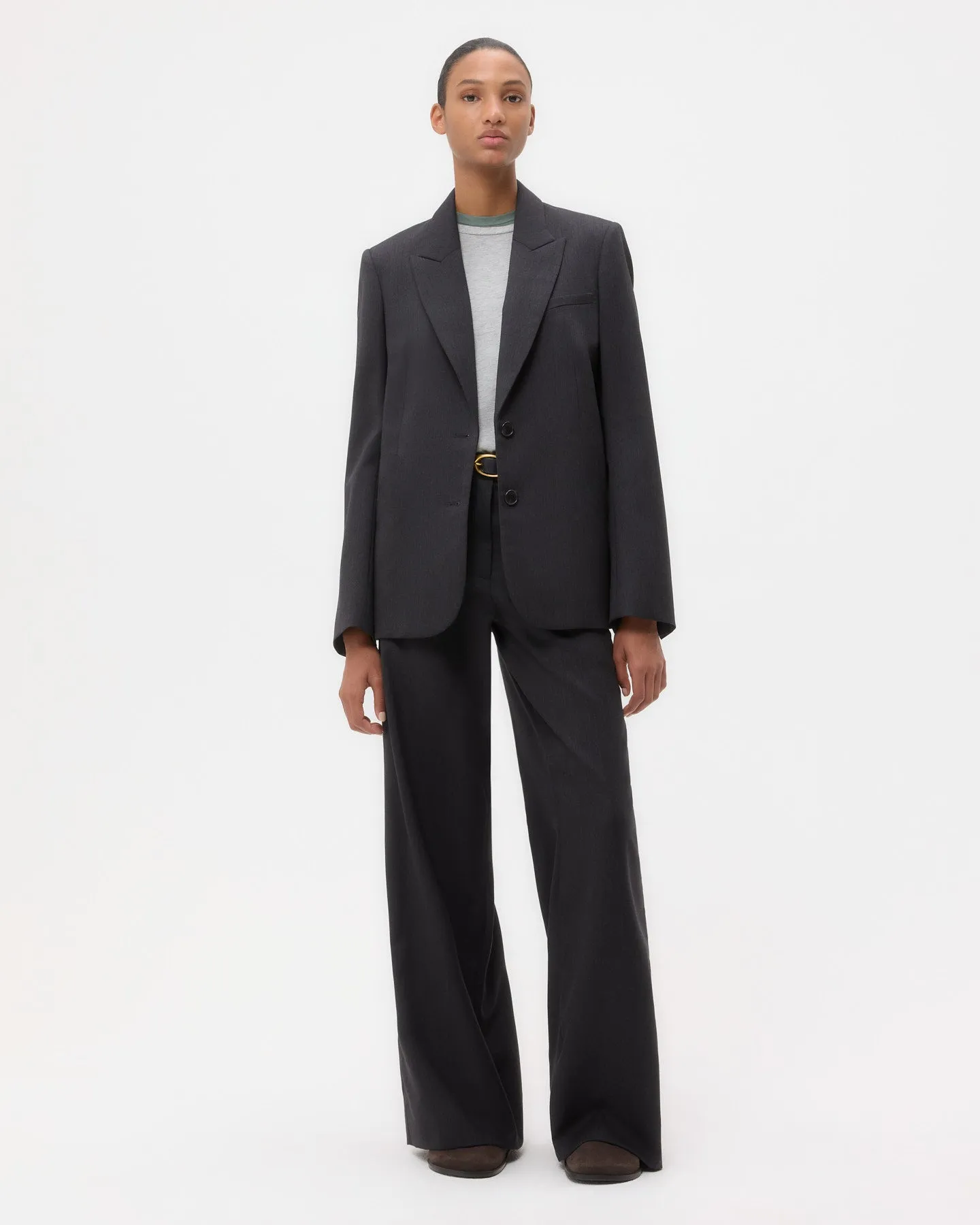 Perfect Boyfriend Blazer in Micro Herringbone Wool Suiting sold by TWP CLOTHING product image thumbnail 3