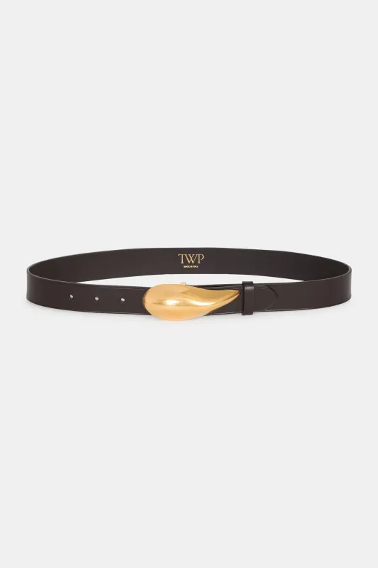 Medium Belt with Molded Mussel Buckle in Leather sold by TWP CLOTHING