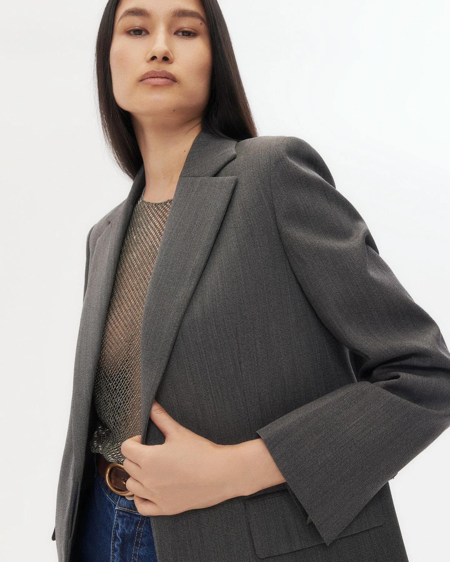 Jillian Blazer in Structured Wool Suiting sold by TWP CLOTHING product image thumbnail 3