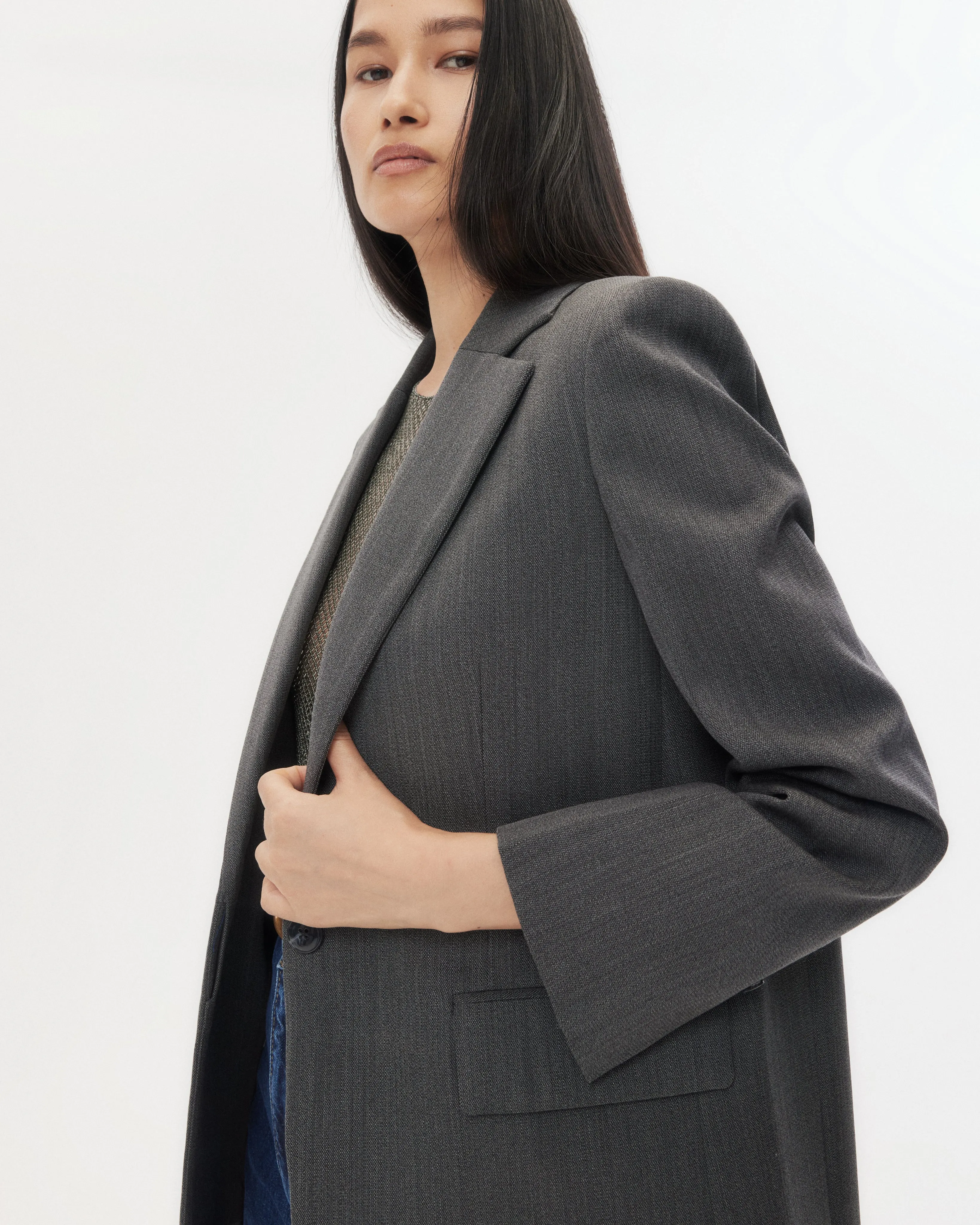 Jillian Blazer in Structured Wool Suiting sold by TWP CLOTHING product image thumbnail 2