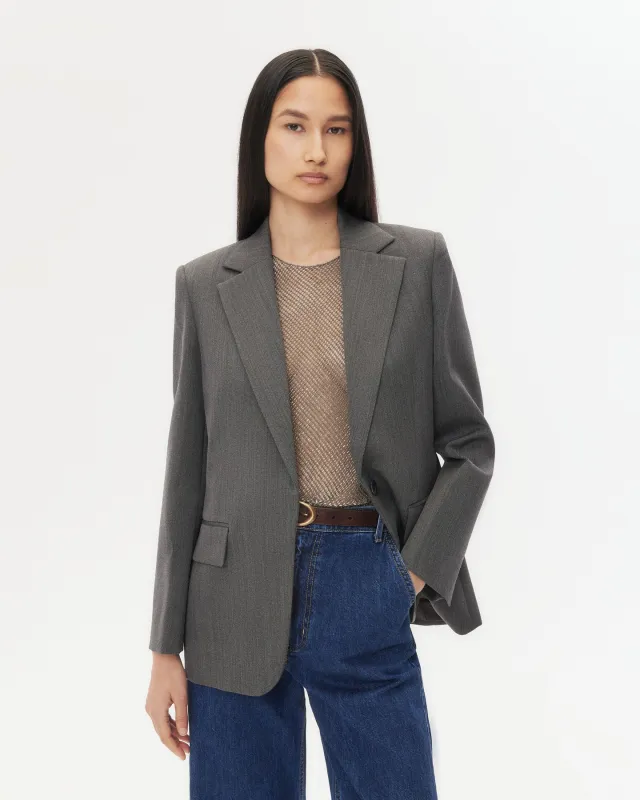 Jillian Blazer in Structured Wool Suiting sold by TWP CLOTHING