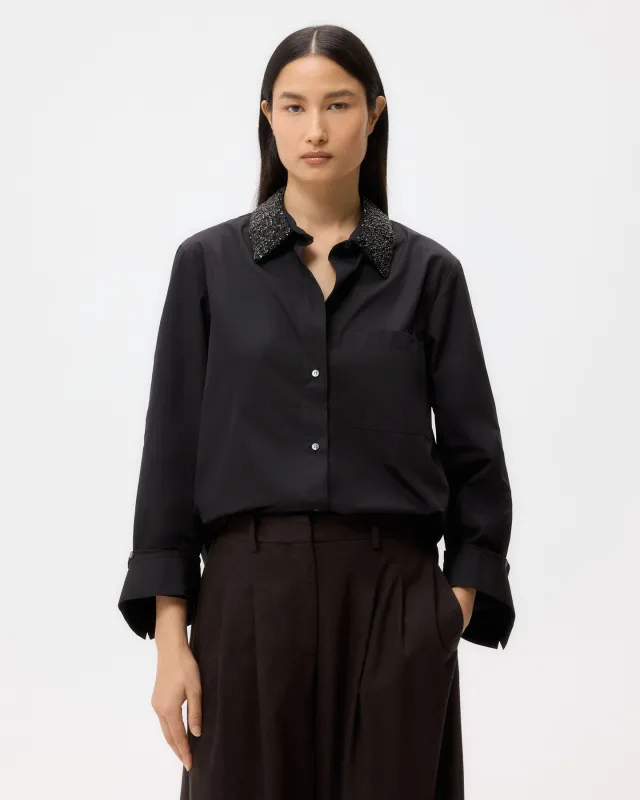 Dude Shirt With Crystal Collar in Super Compact Poplin sold by TWP CLOTHING