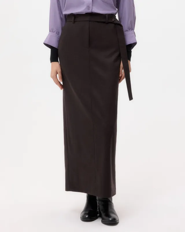 Slit Skirt in Wool Cashmere Flannel sold by TWP CLOTHING
