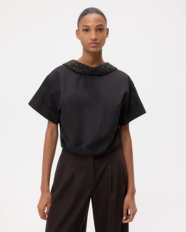 Forever and Always Reversible Shirt With Crystal Collar in Cotton Poplin sold by TWP CLOTHING