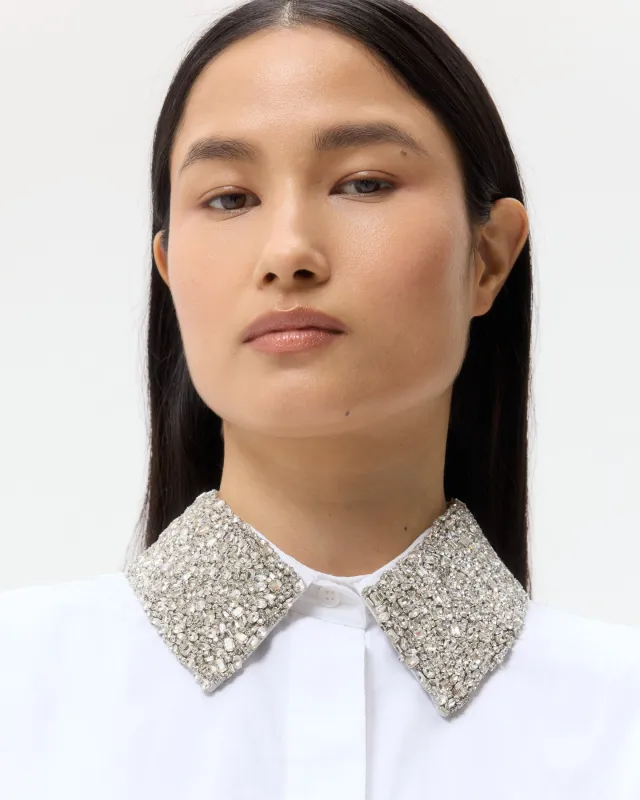 Dude Shirt With Crystal Collar in Super Compact Poplin sold by TWP CLOTHING