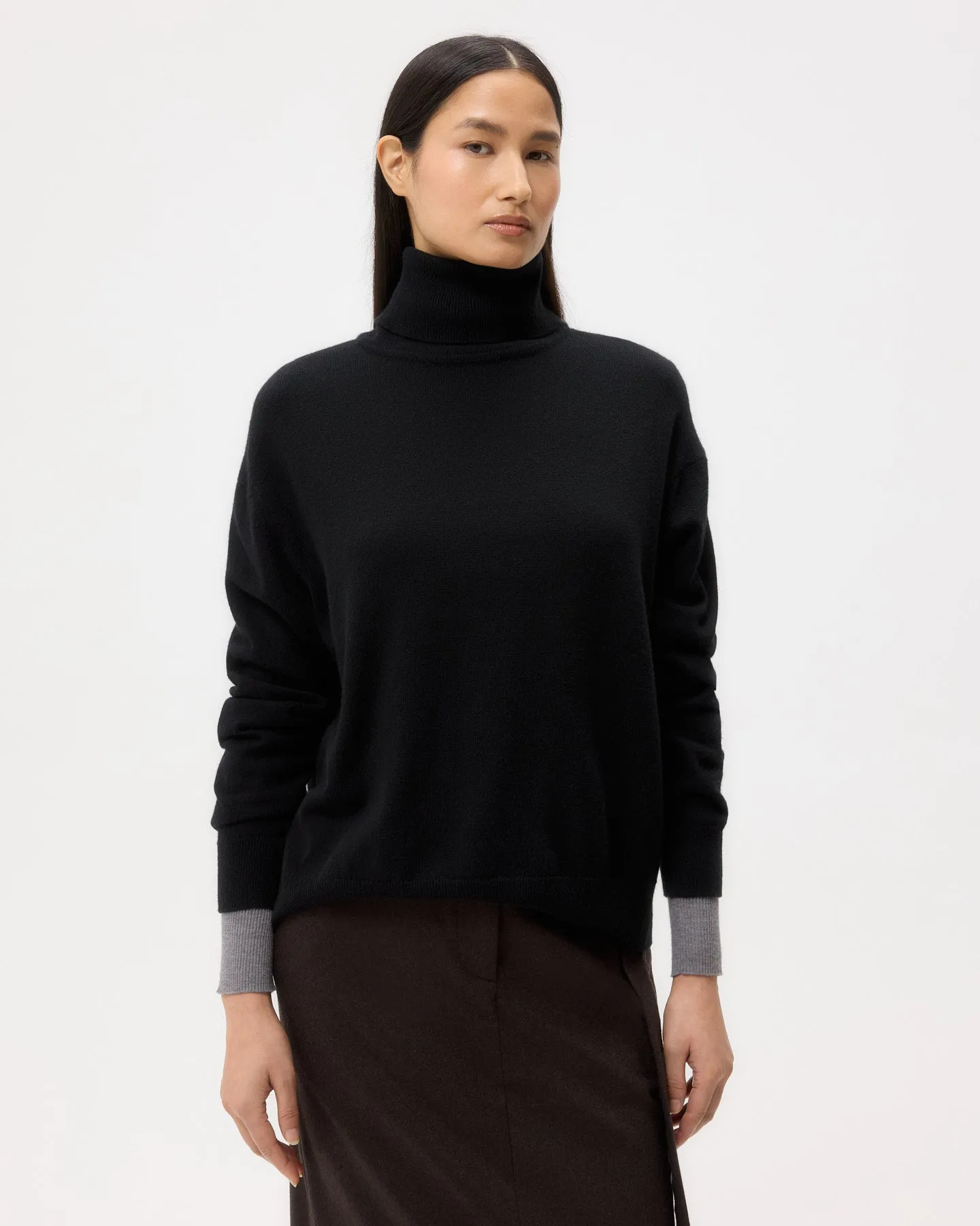Easy T Neck Sweater in Cashmere sold by TWP CLOTHING