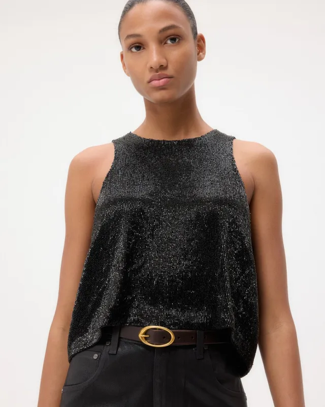 Micro Cut Bugle Tank in Crystals sold by TWP CLOTHING