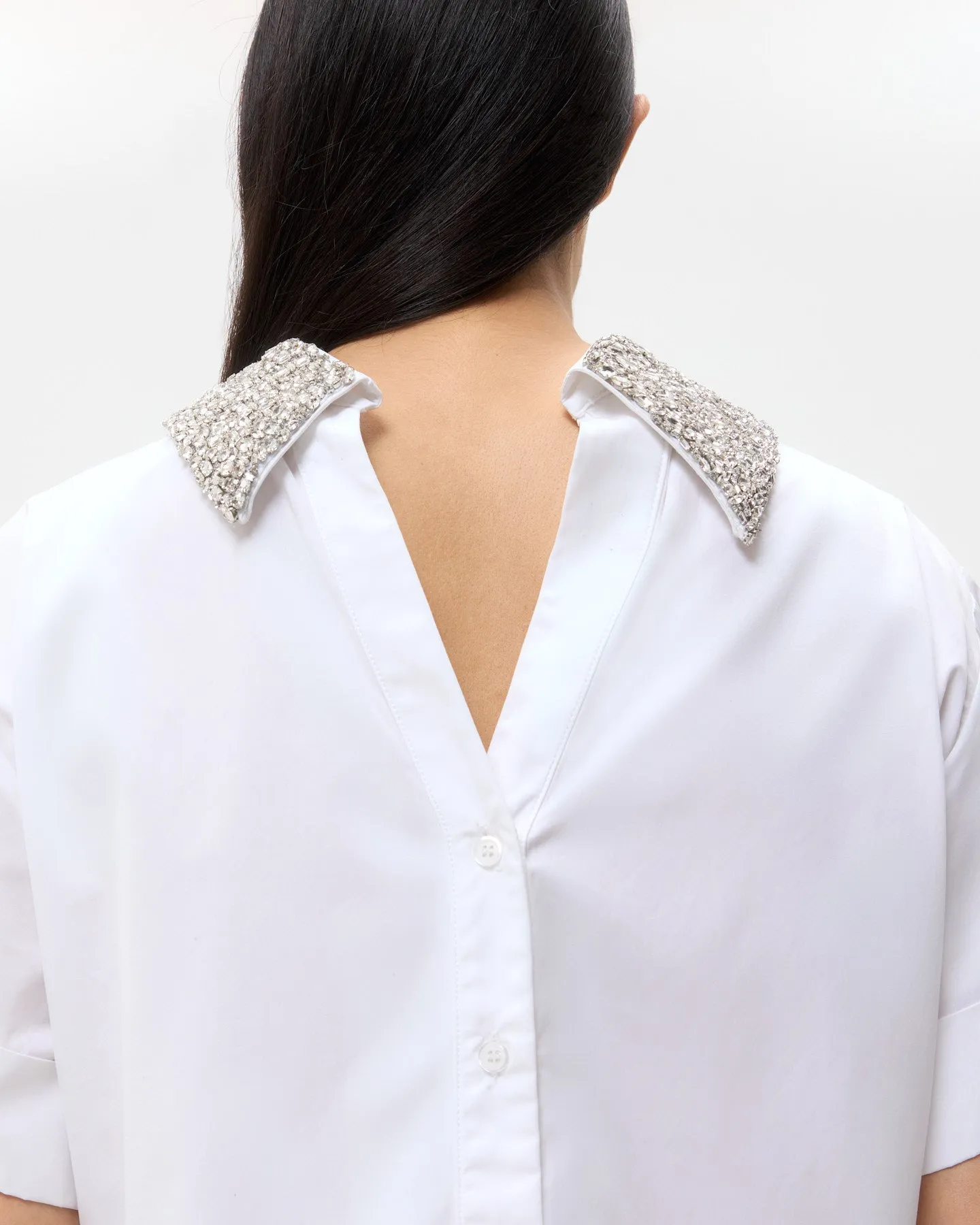 Forever and Always Reversible Shirt With Crystal Collar in Super Compact Poplin sold by TWP CLOTHING product image thumbnail 2