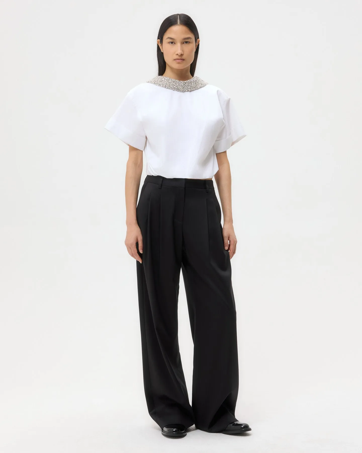 Forever and Always Reversible Shirt With Crystal Collar in Super Compact Poplin sold by TWP CLOTHING product image thumbnail 4