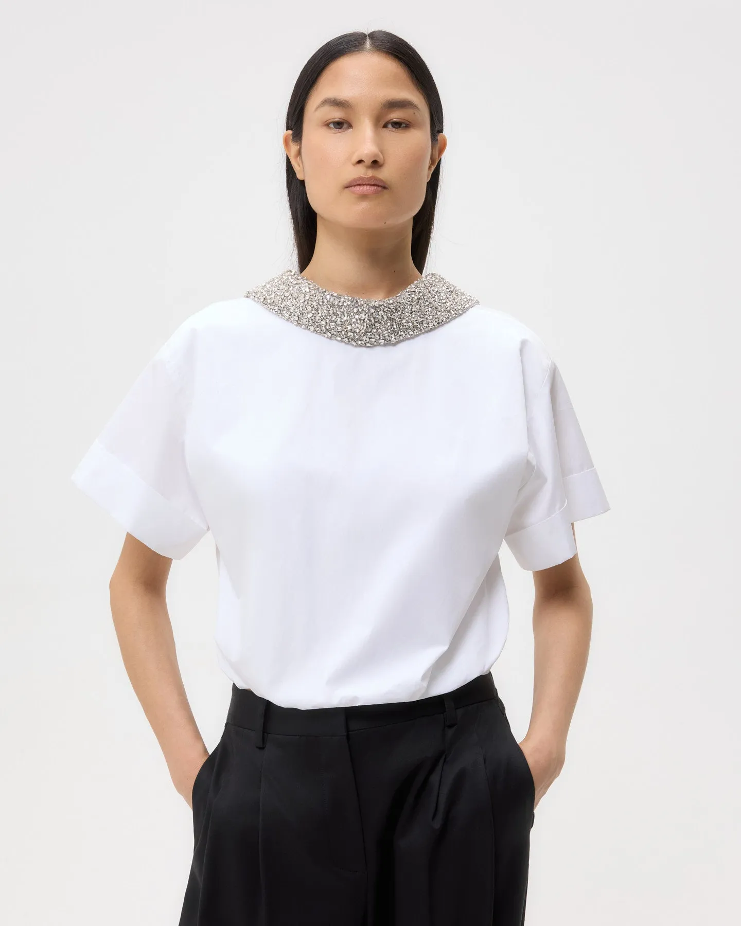 Forever and Always Reversible Shirt With Crystal Collar in Super Compact Poplin sold by TWP CLOTHING product image thumbnail 3