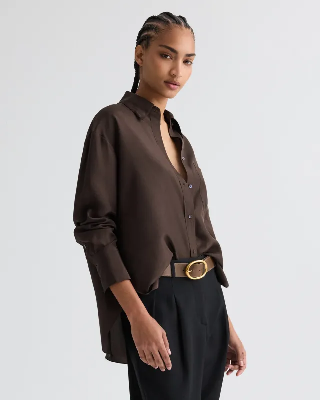 Big Joe Shirt in Washed Silk Habotai sold by TWP CLOTHING