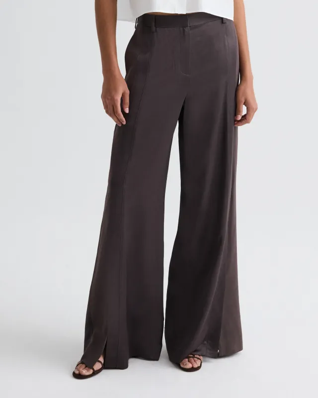 Taite Pant in Shiny Viscose Wool Satin sold by TWP CLOTHING