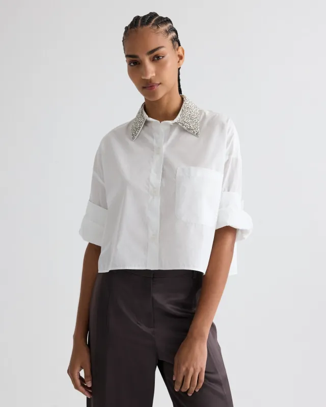 Next Ex Shirt with Crystal Collar in Super Compact Poplin sold by TWP CLOTHING