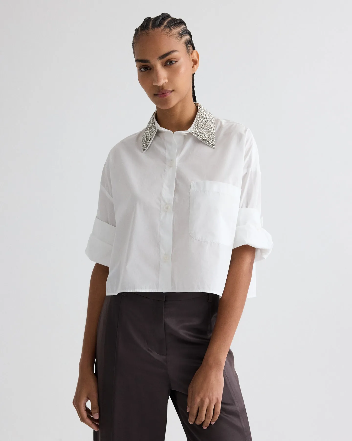 Next Ex Shirt with Crystal Collar in Super Compact Poplin sold by TWP CLOTHING