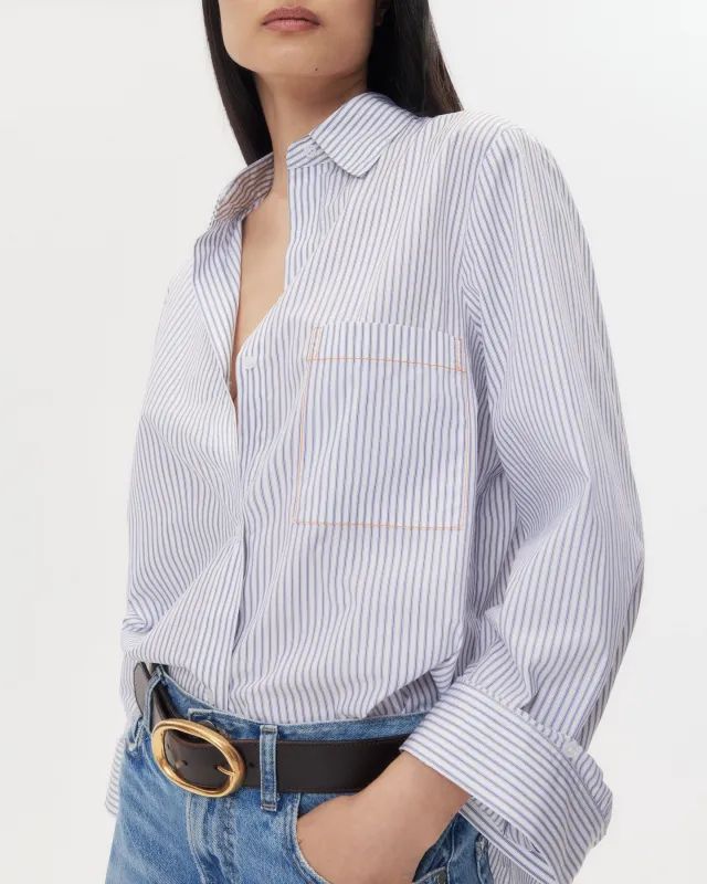 Every Mother Counts Shirt with Stitched Pocket in Cotton Stripe sold by TWP CLOTHING