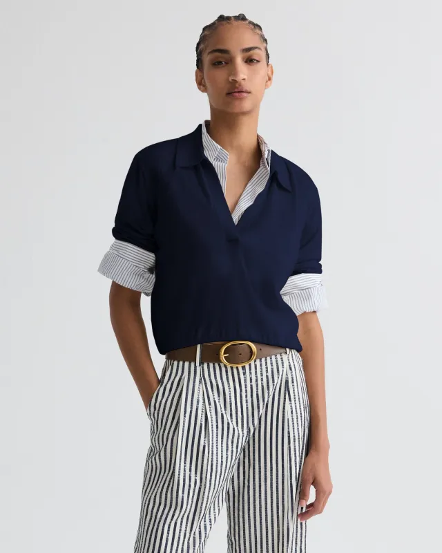 The Polo Sweater in Wool Silk sold by TWP CLOTHING