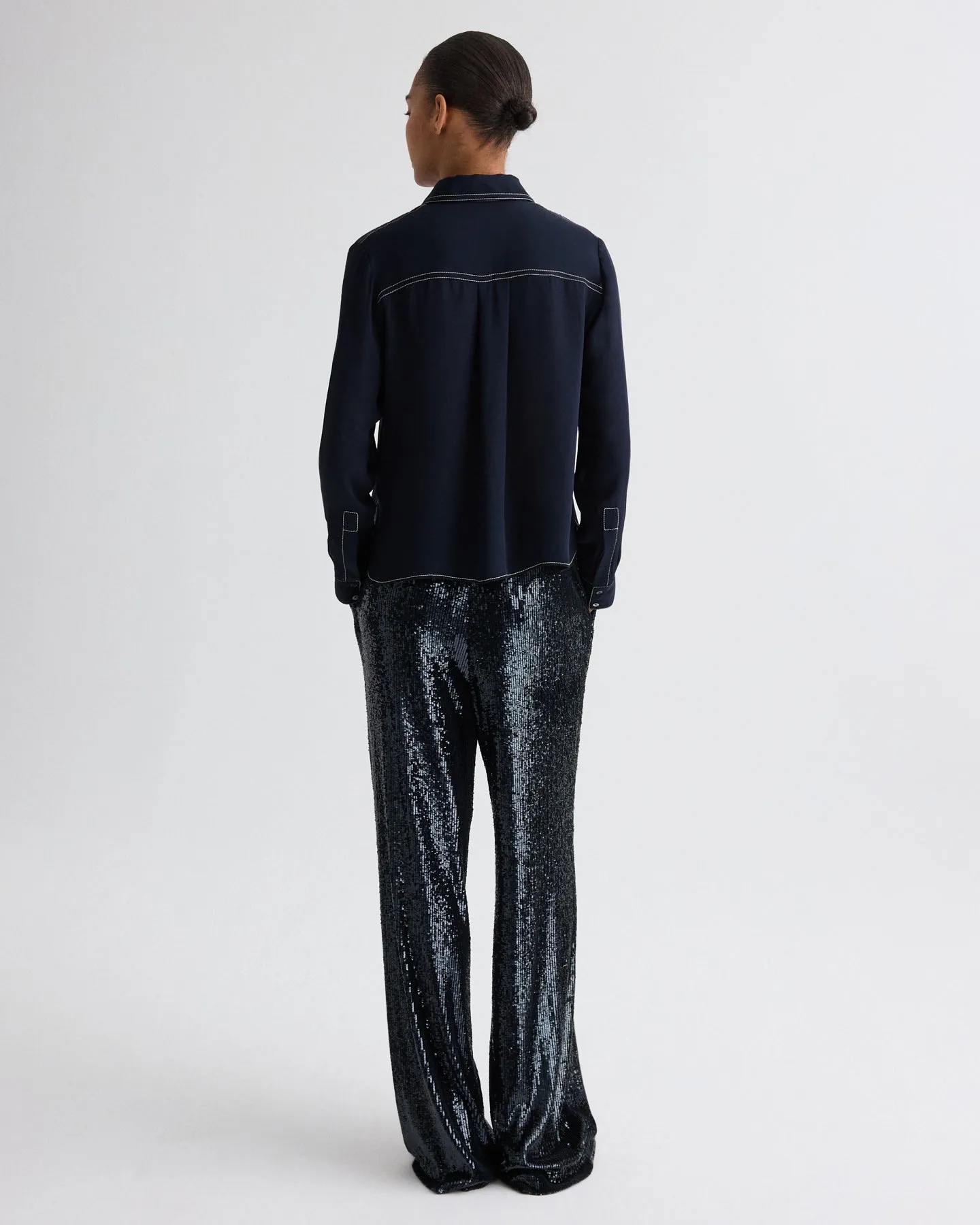 Carter Shirt with Topstitch in Silk Georgette sold by TWP CLOTHING product image thumbnail 5