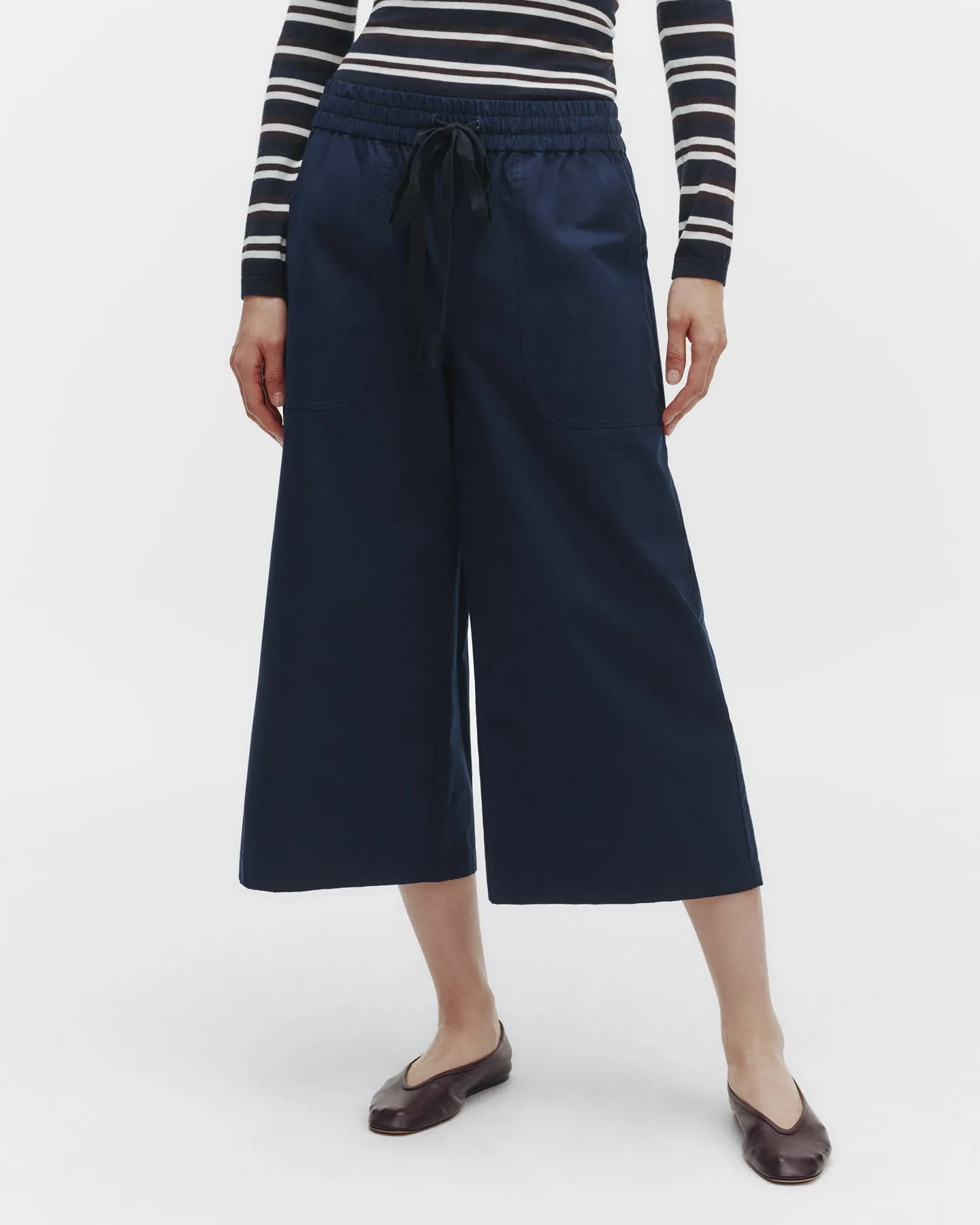 Cropped Main Street Pant with Side Pleat in Cotton Poplin sold by TWP CLOTHING product image thumbnail 2